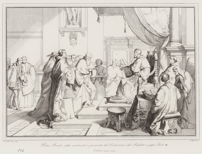 Pietro Bembo eleito cardeal, e apresentado por Contarini e Sadoleto ao Papa Paulo III de Italian School
