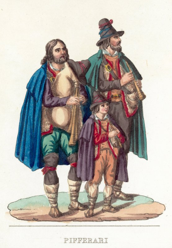 Pifferari (gravação a cores) de Italian School