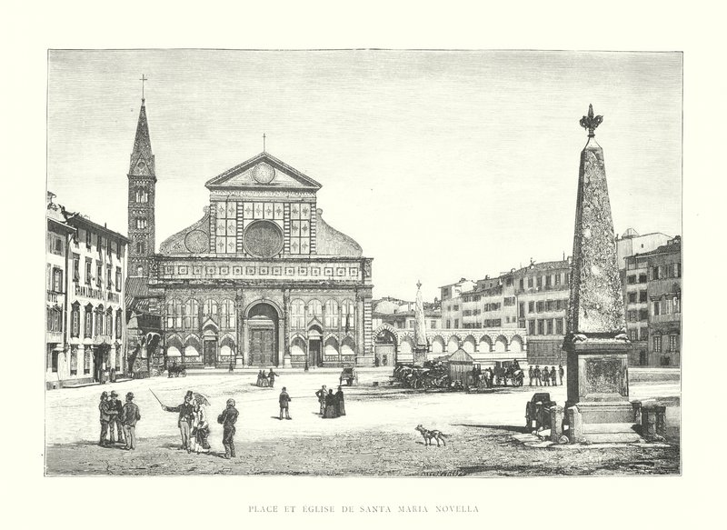 Place et Eglise de Santa Maria Novella (gravura) de Italian School