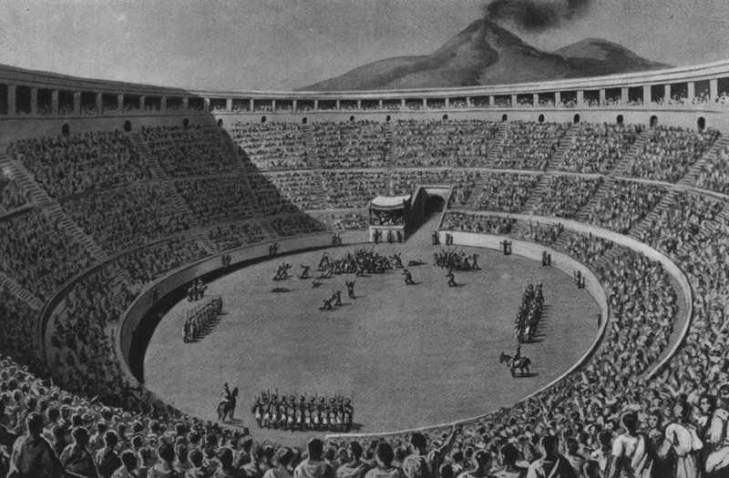 Pompeia: Anfiteatro (Litho) de Italian School
