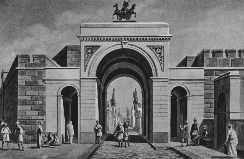 Pompeia: Porta Herculano (Litho) de Italian School