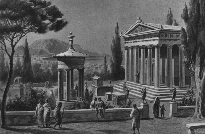 Pompeia: Templo de Hércules (Litho) de Italian School