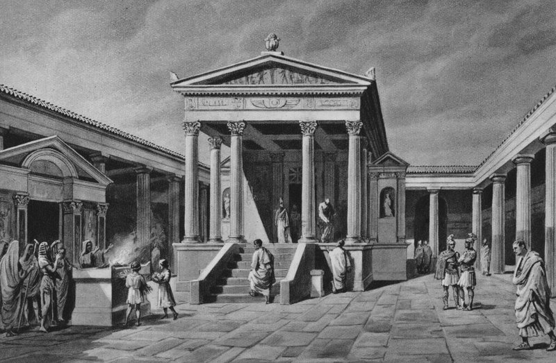 Pompeia: Templo de Ísis (Litho) de Italian School