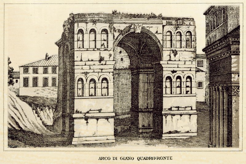 Roma: Arco de Janus Quadrifrons (litho) de Italian School