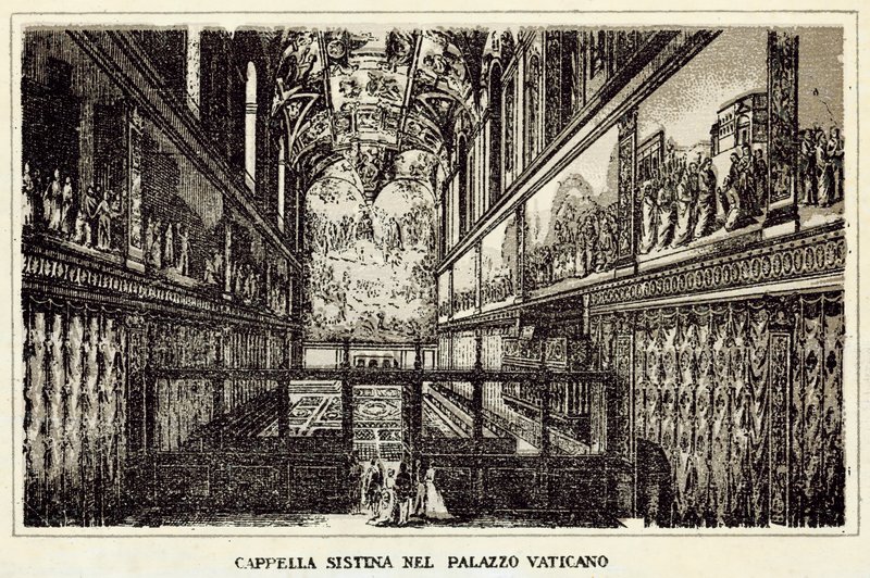 Roma: Capela Sistina no Palácio do Vaticano (litho) de Italian School