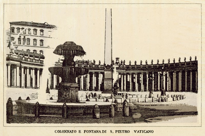 Roma: Colunata e fonte do Vaticano de São Pedro (litho) de Italian School