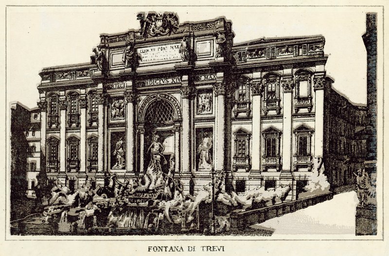 Roma: Trevi Fountain (litho) de Italian School