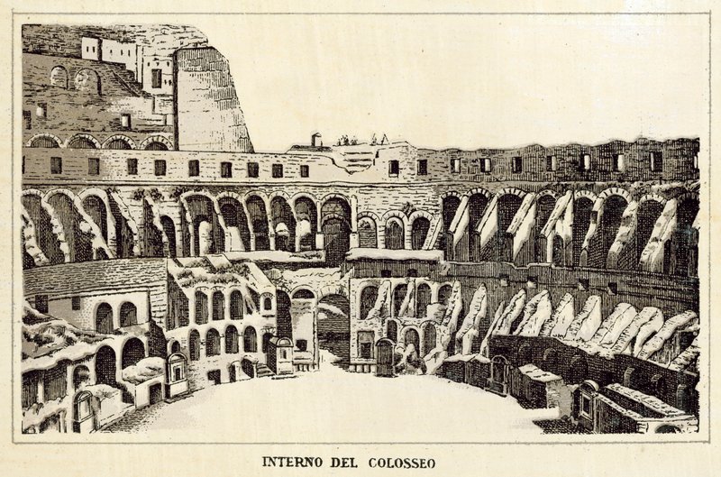 Roma: Dentro do Coliseu (litho) de Italian School