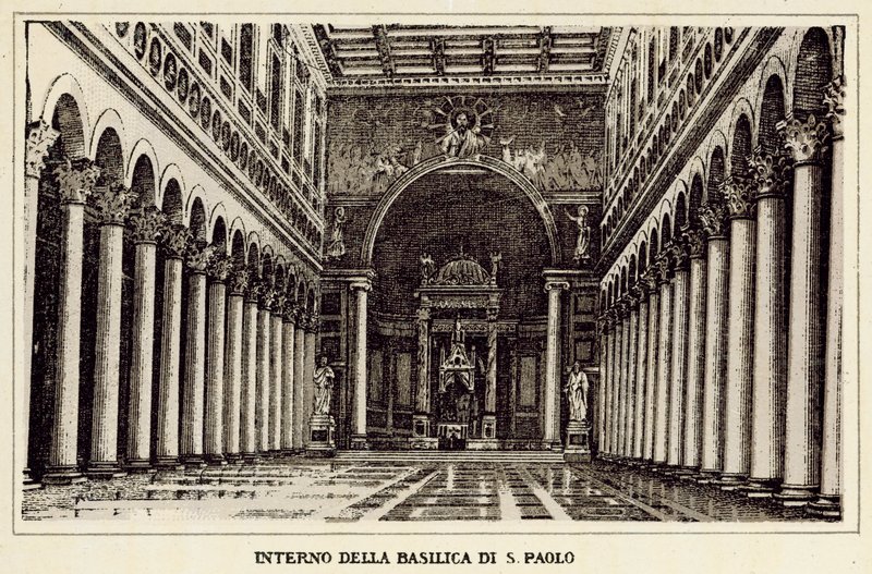 Roma: Interior da Basílica de São Paulo (Litho) de Italian School