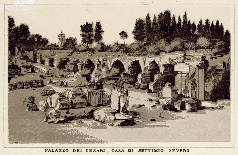 Roma: Palácio dos Césares, Casa de Septimius Severus (litho) de Italian School