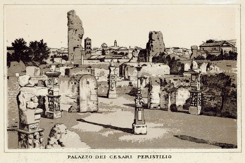 Roma: Palácio dos Césares, Peristyle (litho) de Italian School