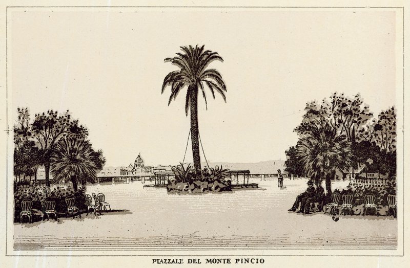Roma: Piazzale Del Monte Pincio (litho) de Italian School