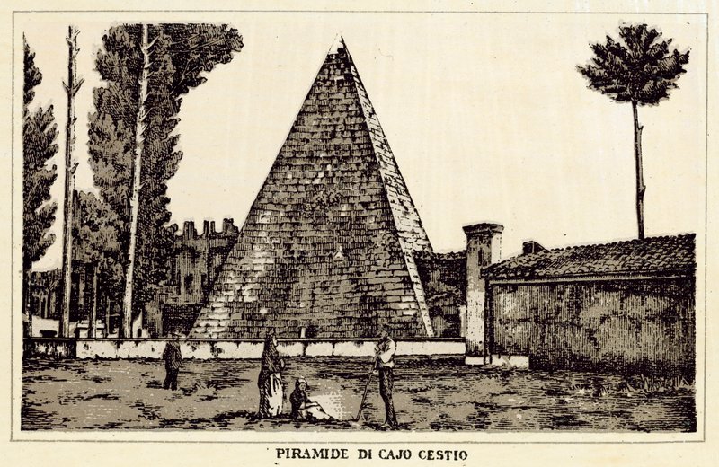 Roma: Cajo Cestio Pyramid (litho) de Italian School