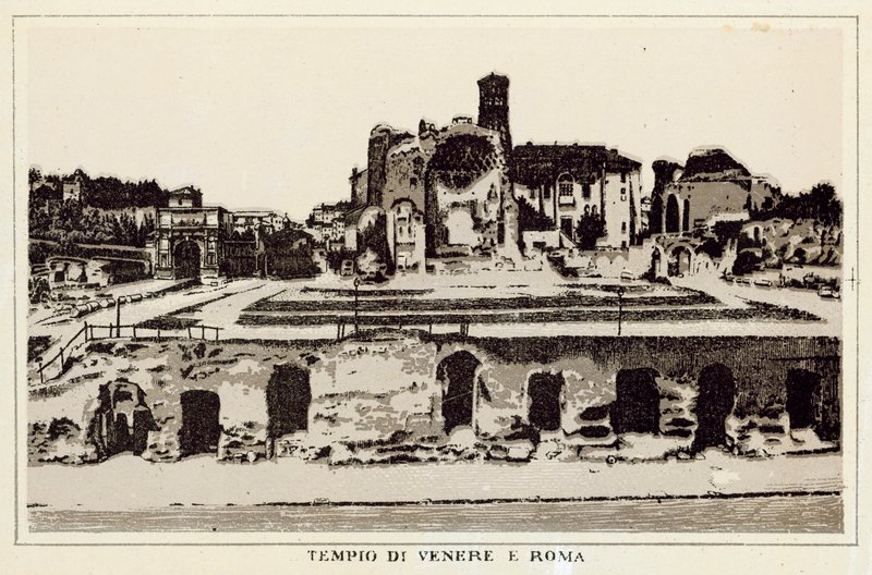 Roma: Templo de Vênus e Roma (litho) de Italian School