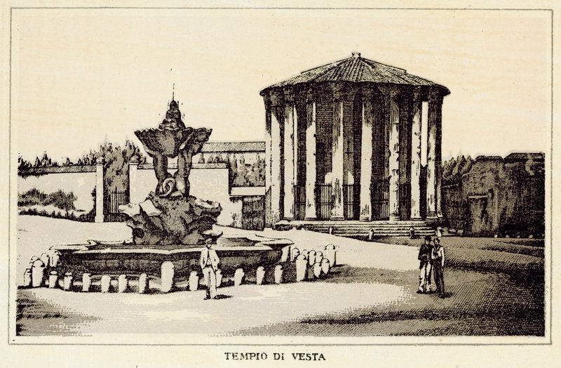 Roma: Templo de Vesta (litho) de Italian School