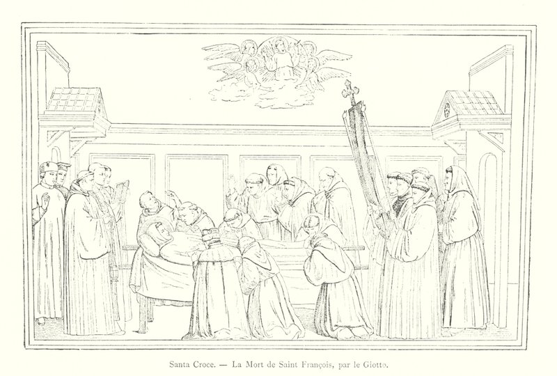 Santa Croce, A Morte de São Francisco, de Giotto (gravura) de Italian School