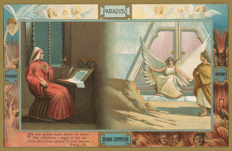Cena da Divina Comédia de Dante (cromolitografia) de Italian School