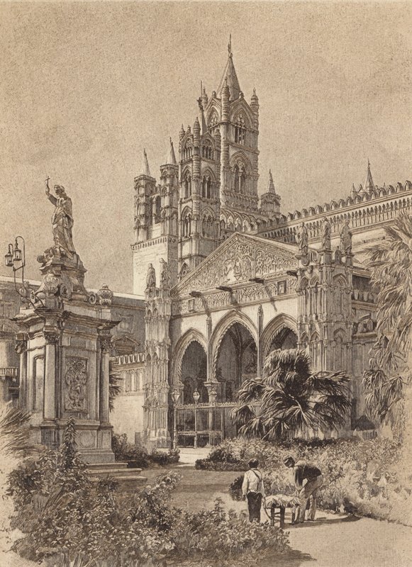 Sicília / Sicília: Catedral de Palermo (litografia) de Italian School