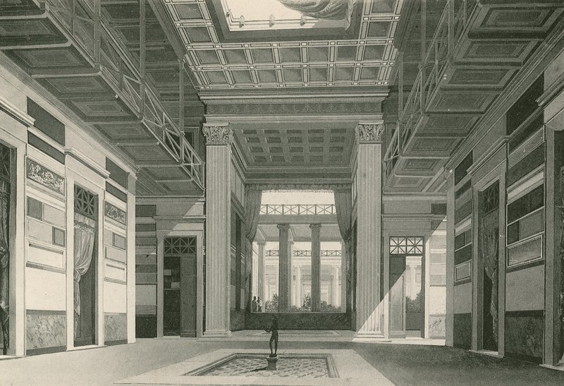 O átrio da Casa Cassia como era (gravura) de Italian School