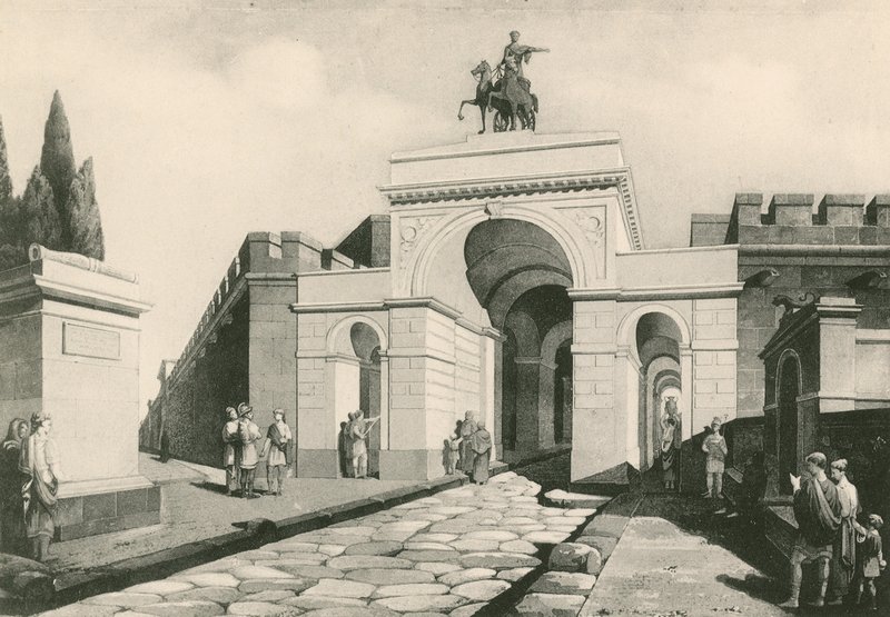 O Portão Erculano como era (gravura) de Italian School