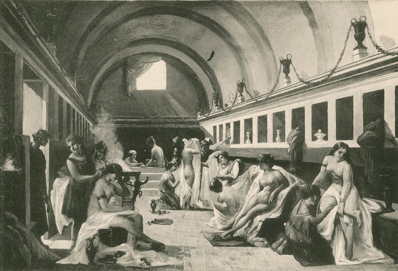 O Frigidarium of Womans no Stabian Baths, como era (gravura) de Italian School