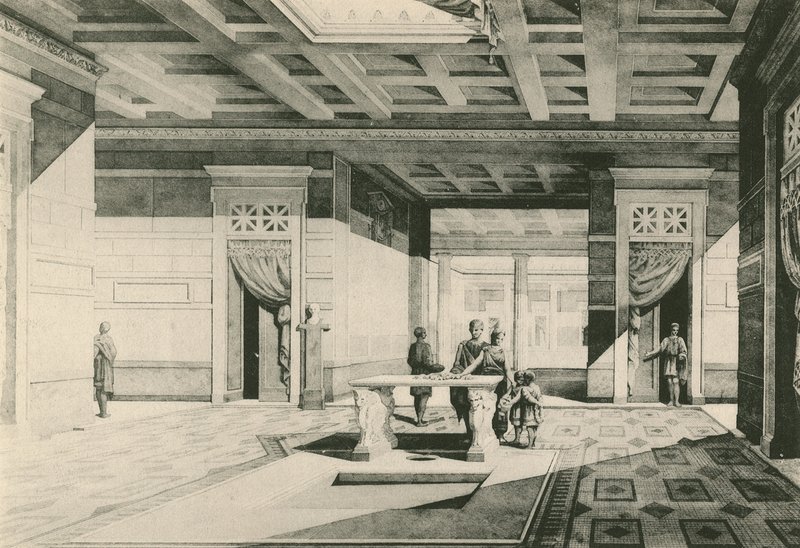 A Casa de Caio Cornélio Rufo como era (gravura) de Italian School
