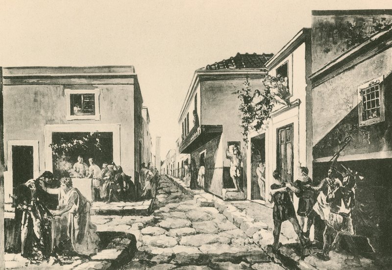 A casa da varanda Pensile como era (gravura) de Italian School
