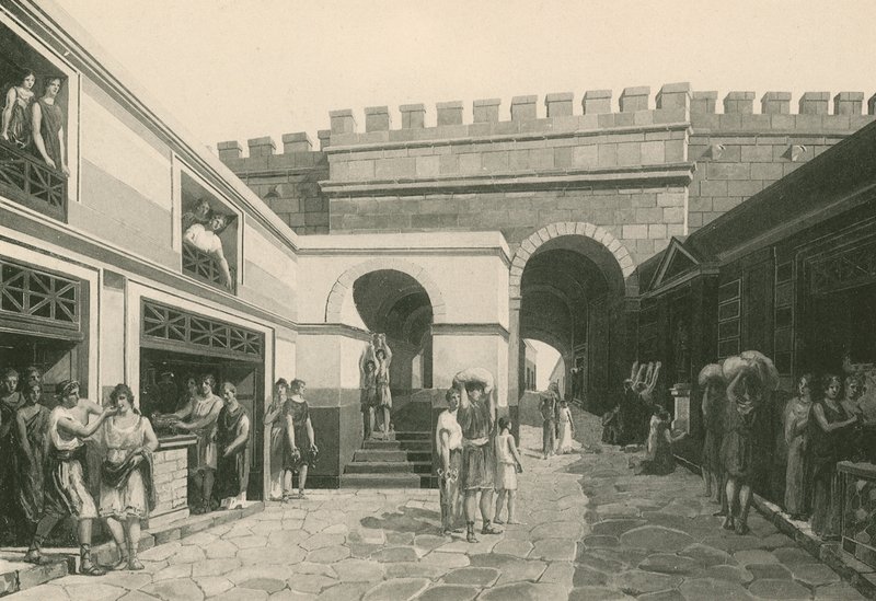 O Portão dos Fuzileiros como era (gravura) de Italian School