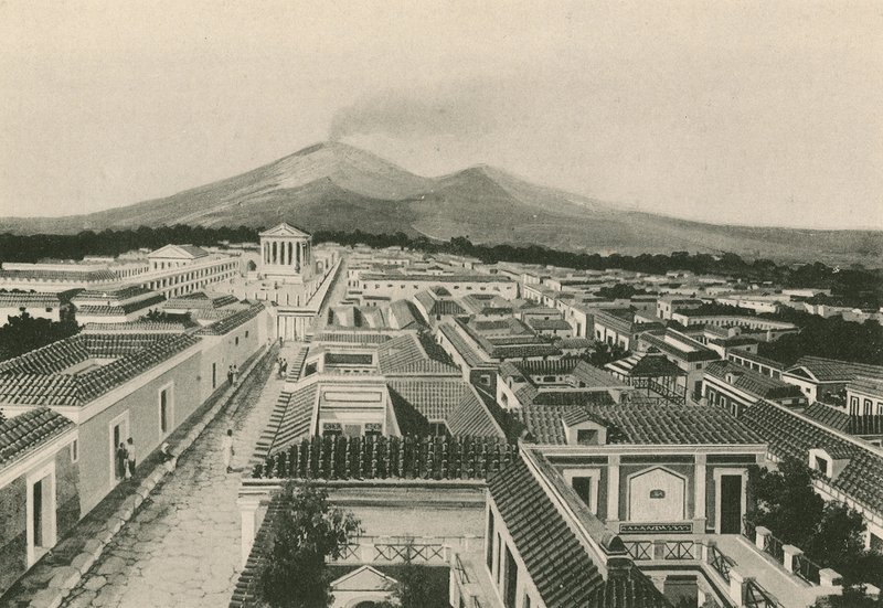 O Panorama de Pompeia como era (gravura) de Italian School