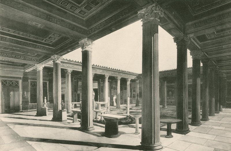 O peristilo na casa dos Vettii (gravura) de Italian School