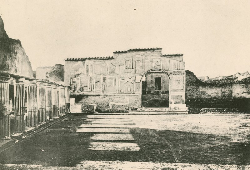 Os banhos Stabian - O Pátio dos Estuques como é (gravura) de Italian School