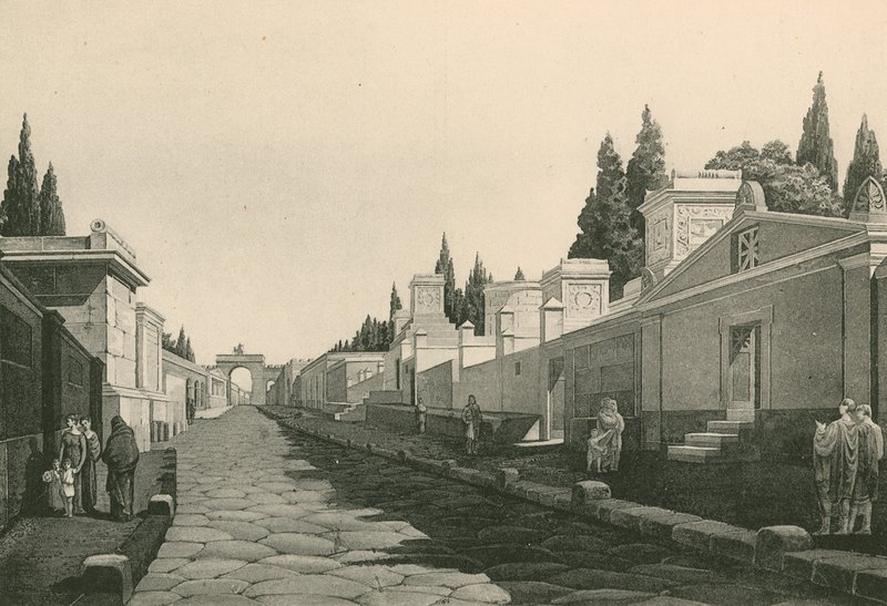 A Rua dos Túmulos como era (gravura) de Italian School