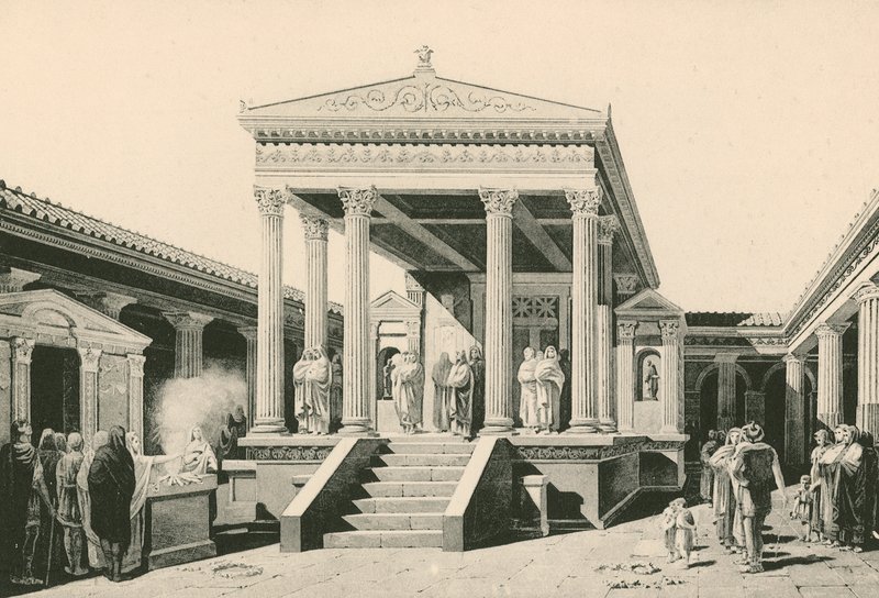O Templo de Isis como era (gravura) de Italian School