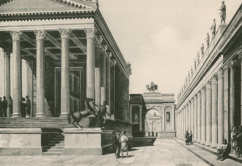O Templo de Jove e o Arco de Nero como eram (gravura) de Italian School
