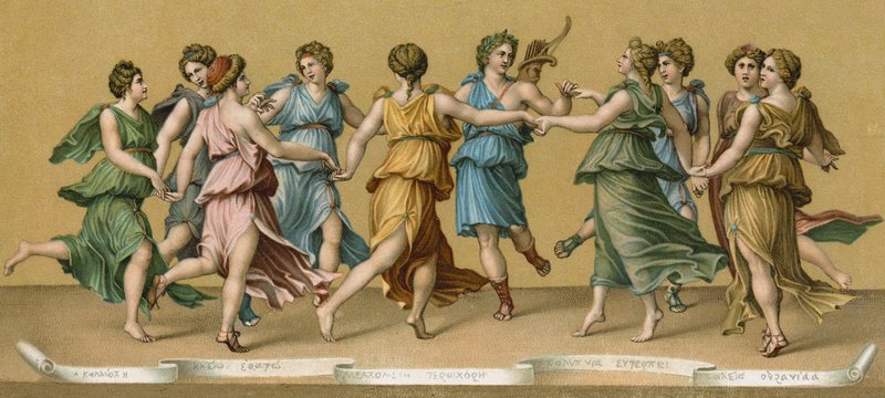 A dança de Apolo com as musas de Italian School