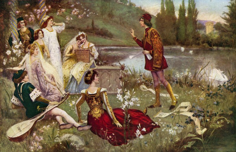 A narração de uma das histórias do Decameron de Italian School