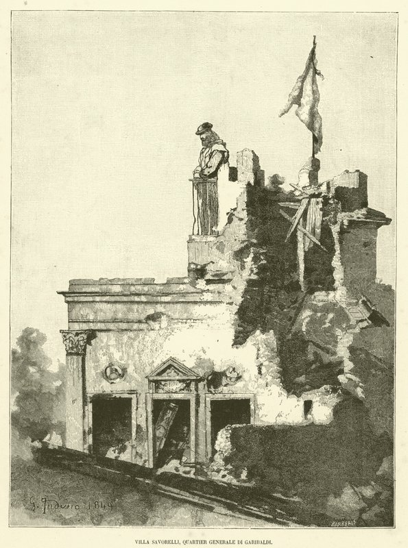 Villa Savorelli, Sede de Garibaldi (gravura) de Italian School