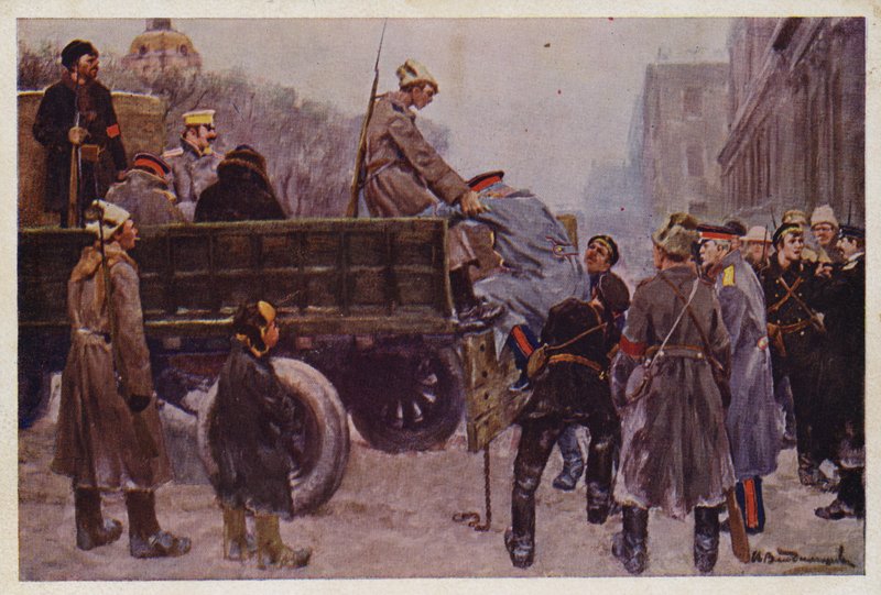 Prisão de generais russos durante a Revolução de Fevereiro de 1917 de Ivan Alexeyevich (after) Vladimirov