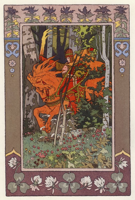 Ilustração para Vassilisa The Beautiful (cor litho) de Ivan Yakovlevich Bilibin
