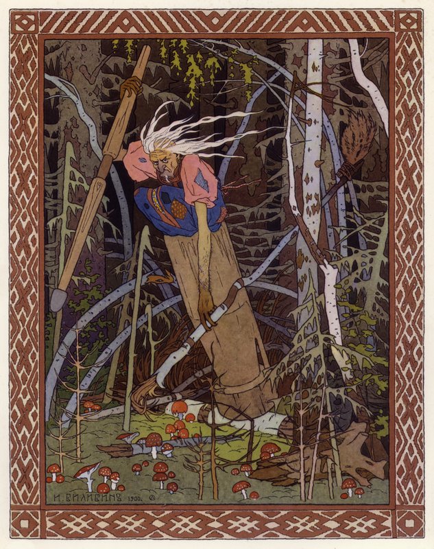 Ilustração para Vassilisa The Beautiful (cor litho) de Ivan Yakovlevich Bilibin