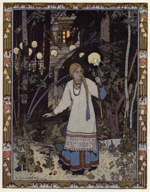 Ilustração para Vassilisa The Beautiful (cor litho) de Ivan Yakovlevich Bilibin