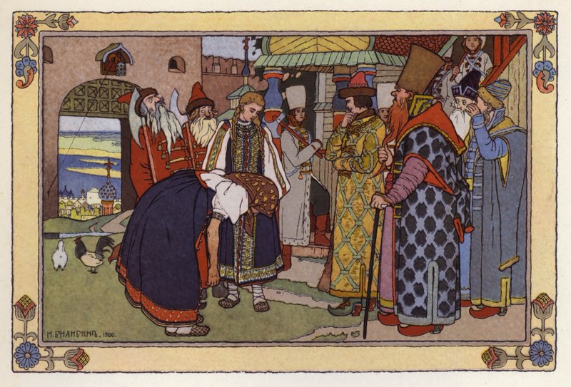 Ilustração para Vassilisa The Beautiful de Ivan Yakovlevich Bilibin