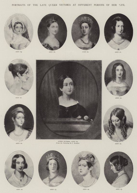 Retratos da falecida Rainha Victoria em diferentes períodos de sua vida de J. Stewart