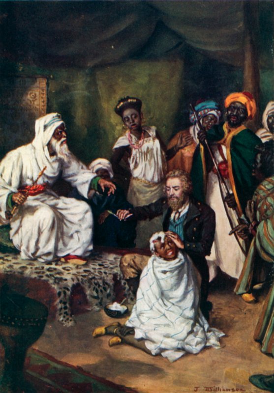 Mungo Park, empregado como barbeiro pelo Emir Ali de J. Williamson