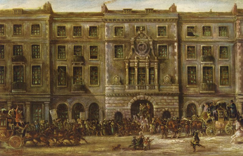 O touro e a boca, rua de Aldersgate, cidade, Londres de J.C. Maggs