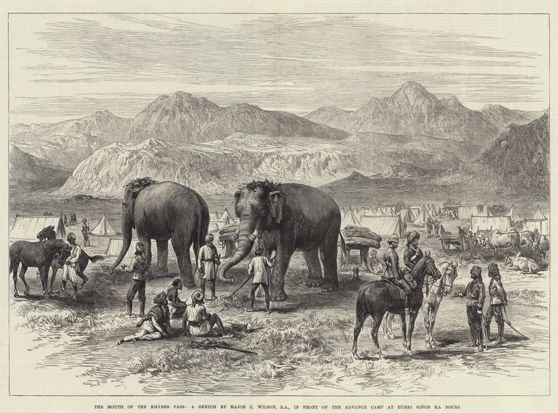 A boca do passo de Khyber, em frente ao acampamento avançado em Hurri Singh Ka Bourj de J.C. Wilson