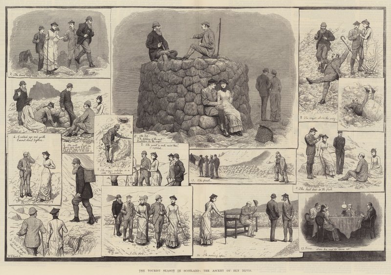 A temporada turística na Escócia, a subida de Ben Nevis de J.M.L. Ralston