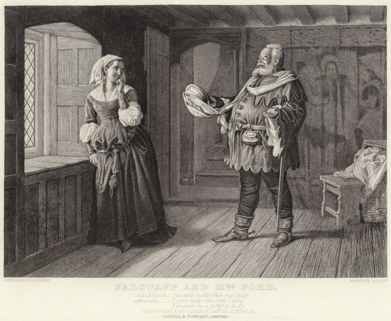 Falstaff e Sra. Ford, Merry Esposas de Windsor, Ato III, Cena III de J.M.L. Ralston
