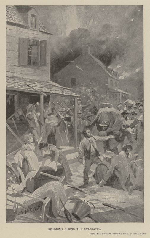 Richmond durante a evacuação (litho) de J. (after) Steeple Davis