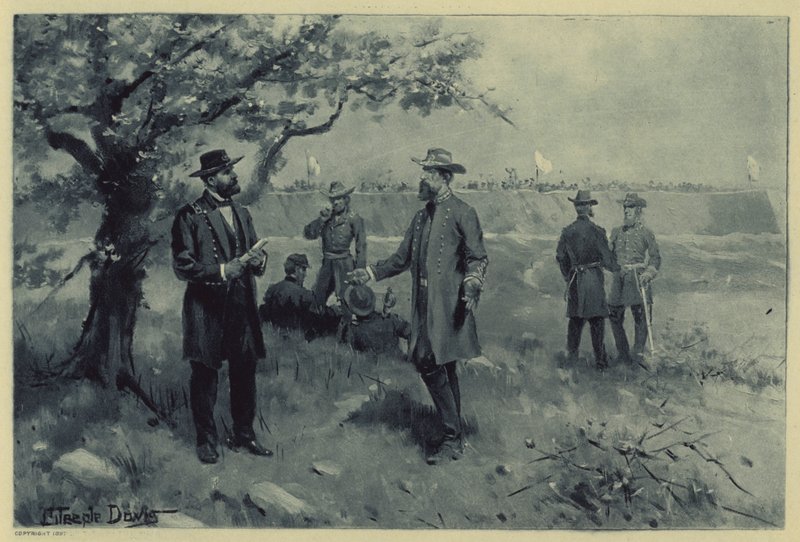 Rendição de Pemberton ao Grant (litho) de J. (after) Steeple Davis